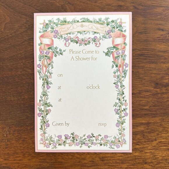4ct Caspari Fill-In Shower Floral Invitations - Picture 8 of 15